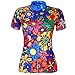 QinYing Cycling Jersey,Bicycle Shirt,Colorful Flowers Women Breathable Short Sleeve Bike Top