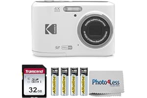 KODAK PIXPRO FZ45 16MP Digital Camera with 4X Optical Zoom 27mm Wide Angle and 2.7" LCD Screen Bundle with 32GB SD Memory Card, AA Batteries (4 Pack), Lens Cleaning Cloth (White)