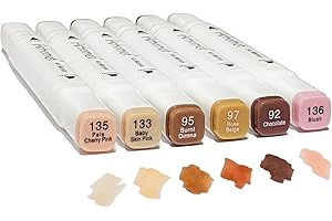 ARHOMET 6 Colors Skin Tone Alcohol Markers Set, Skin, Wood, Earth Colors Dual Tips Art Markers Drawing Sketched Double Tipped Markers for Adults Beginner Kids (Skin Tone)