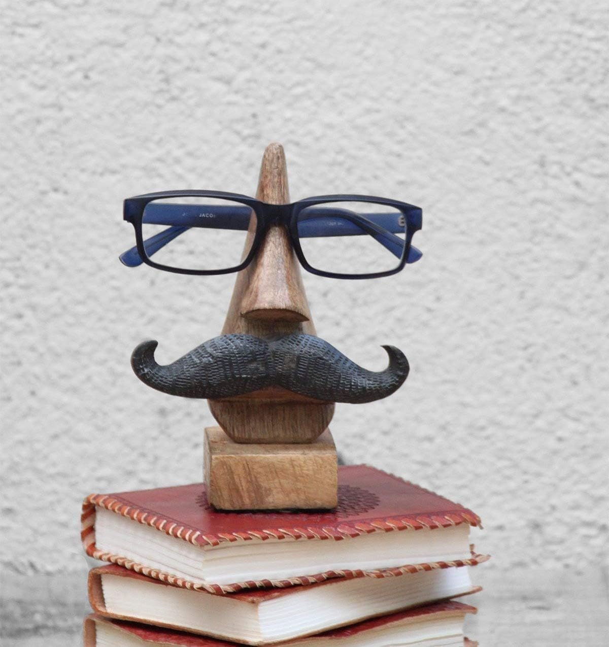 Quirky Handmade Moustache Themed Wooden Spectacle Holder Stand, Brown, 12.5 centimeter - Image 5