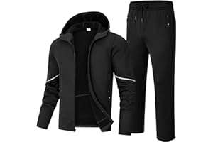 Rdruko Men's Fleece Track Sweat Suit 2 Piece Set Hooded Winter Warm Up Jogging Tracksuit Sweatsuit Sets