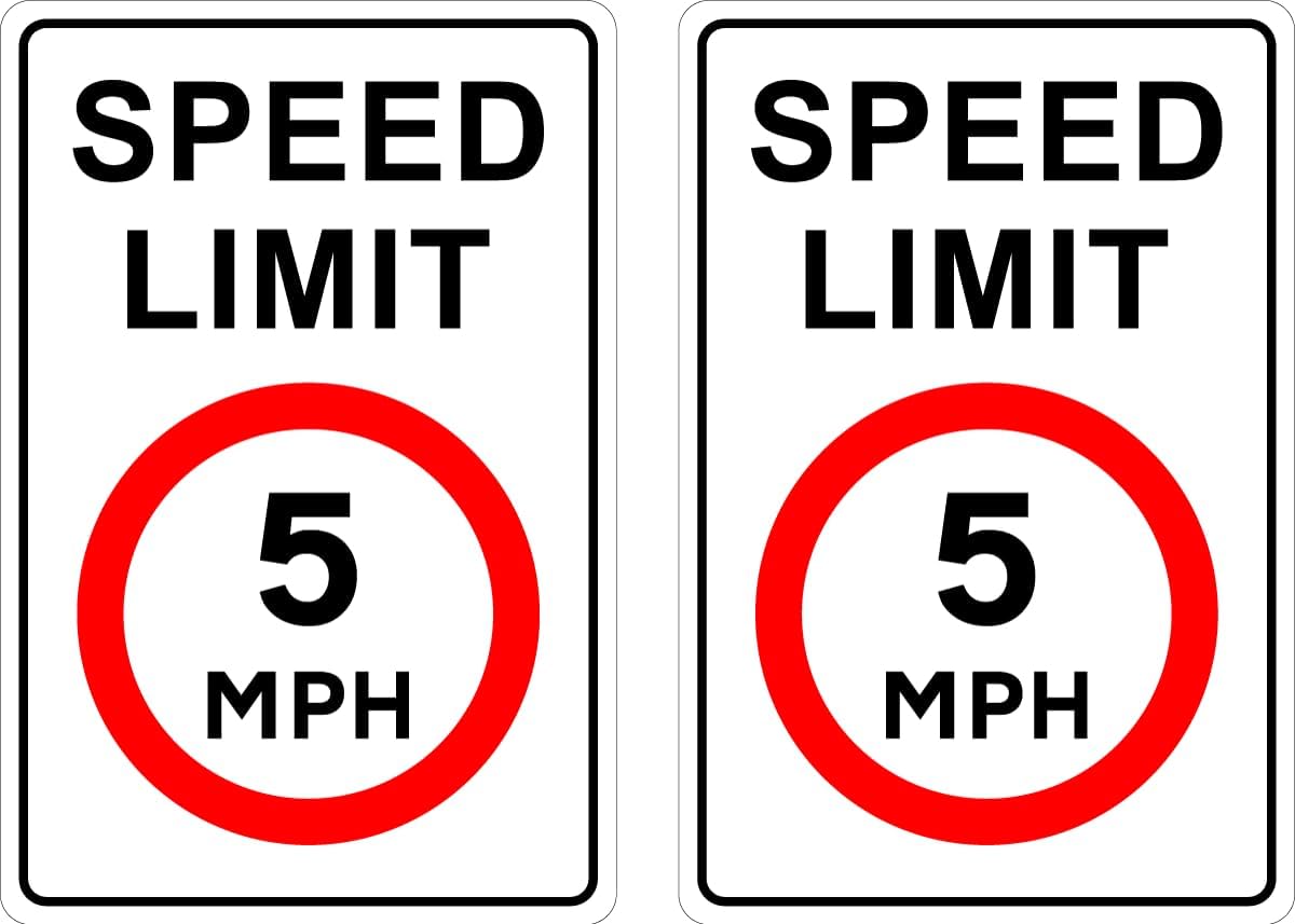 Pack of 2no. 200mm x 300mm plastic sign c/w rounded corners - Speed limit 5MPH