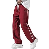 Floerns Men's Parachute Pants Y2k Baggy Drawstring Waist Straight Leg Track Casual Trousers Pants Streetwear