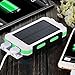 Solar Charger,Solar Power Bank 20000mAh Waterproof Portable External Battery USB Charger Built in LED light with Compass for iPad iPhone Android Cellphones (White & Green)