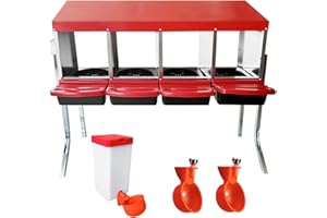 LAKEXUS Chicken Nesting Box, 4 Hole Metal Nesting Boxes with Chicken Perch & Automatic Chicken Waterer,Poultry Galvanized Roll Out Laying Boxes Collection up to 20 Hens for Chicken Coop to Protect Eggs