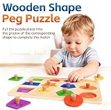 SYHLN Wooden Shape Sorter Peg Puzzle for 1 2 3 Year Olds Toddlers view 3
