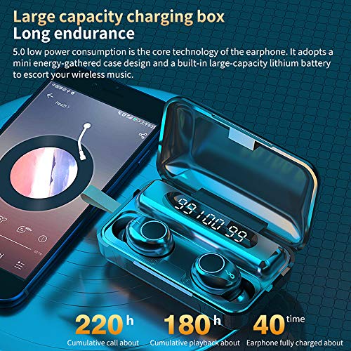 Écouteurs Bluetooth 5.0 Ecouteurs Sans Fil TWS Son Stéréo avec Étui de Chargement Portable Oreillette Bluetooth IPX7 Étanche Casque Sport avec Microphones Intégrés pour Android et iOS