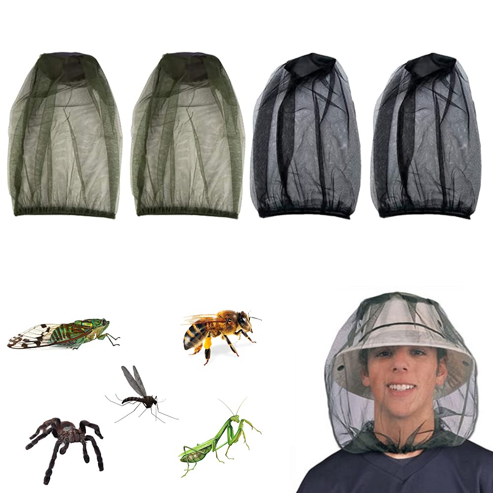 CEO 4 Pack Mosquito Net Face Midge Net Head Cover Insect Head Net Mosquito Head Hat Protect From Mosquito Insect Bug