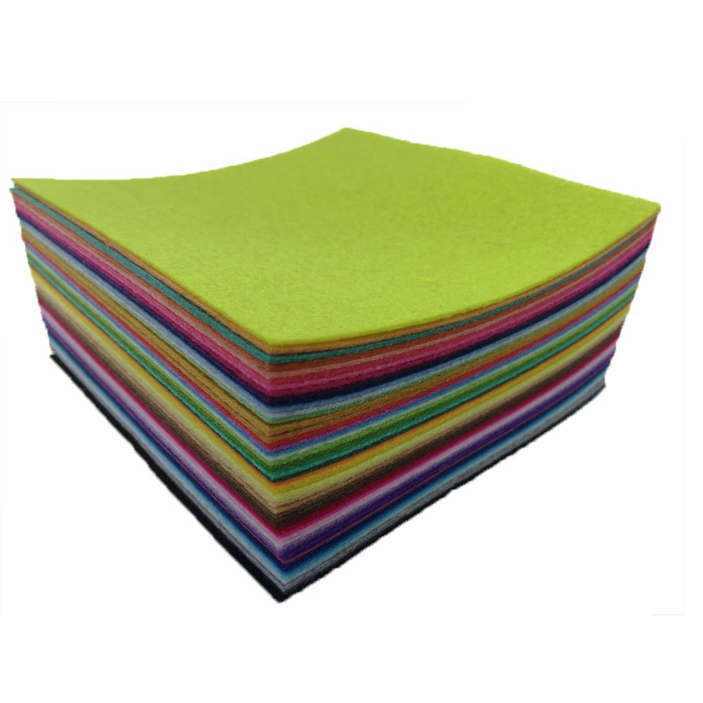 flic-flac 54pcs Felt Fabric Sheet Assorted Color Felt Pack DIY Craft Squares Nonwoven (20 x 20 cm)