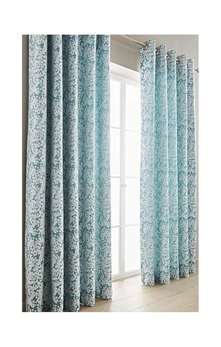 Amazon Com Woven Floral Duck Egg Blue White 65 X 72 165cm X