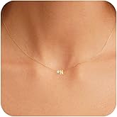 TDBSOQI Dainty Gold Initial Necklace for Women 18K Gold Plated Tiny Letter A-Z Pendant Necklace Simple Initial CZ Diamond Necklaces Jewelry Gifts for Women Teens