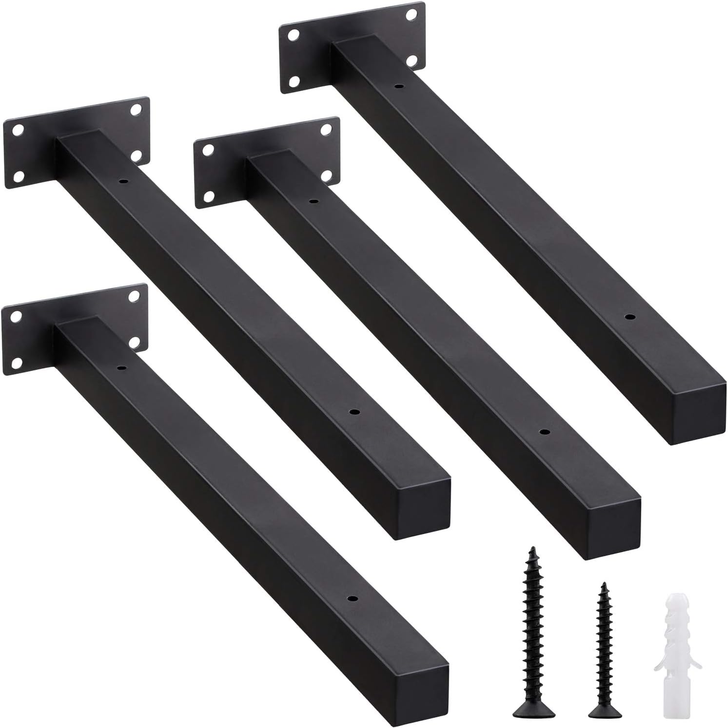 Floating Shelf Brackets 12 Inch, Farmhouse Metal Black Wall