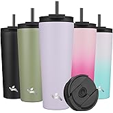 Konokyo 26 OZ Insulated Tumbler with Lid and 2 Straws Stainless Steel Water Bottle Vacuum Travel Mug Coffee Cup,Taro
