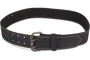 OX Tools 2-inch Wide Full Grain Leather Tool Belt - 2" Wide Oil Tanned Double Stitched Construction Belt with Rivets for Waist Size 35" to 46" Carpenter Tool Belt - OX-P263313