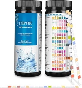 Bebapanda Water Test Strips, 100PCS 16 IN 1 Drinking Water Test Strips Water Test Kit For Home Water Quality Testing Easy Quick Test for PH Hardness Lead Iron Total alkalinity & More