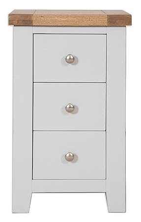 Canberra Grey Rustic Oak Top 3 Drawer Bedside Cabinet Solid Oak