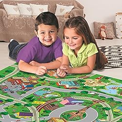 PREXTEX Toddler Playmat - Car Rug Play Mat with 25
