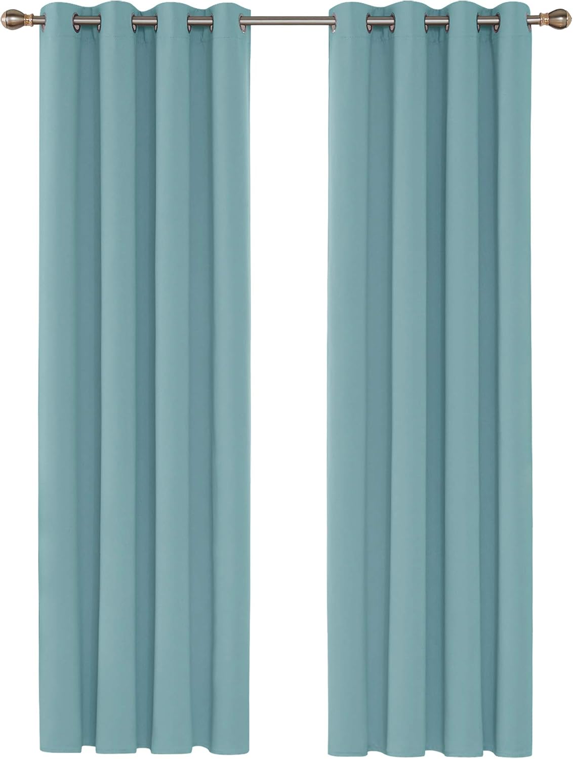 Deconovo Super Soft Solid Thermal Insulated Eyelet Blackout Curtains for Bedroom 55x96 Inch Two Panels Sky Blue