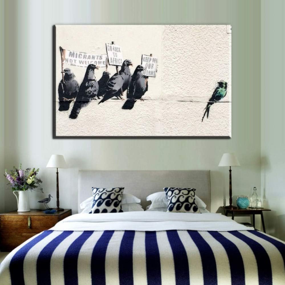 zgmtj Black and white Smile face Graffiti Street art prints posters No Frame 30x45cm