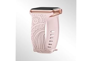 Boho Engraved Band Compatible with Apple Watch Band 38/40/41/42/44/45/46/49mm Women Men, Bohemian Designer Sport Soft Silicon