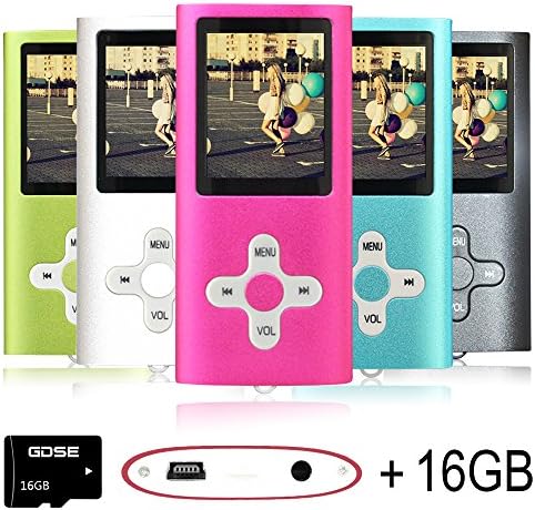 Goldenseller 16GB Mp3 Player Mp4 Player for a Micro SD Card Slot, Media Player, Music Player, Portable Videos Player,Voice Recording Player (Pink)