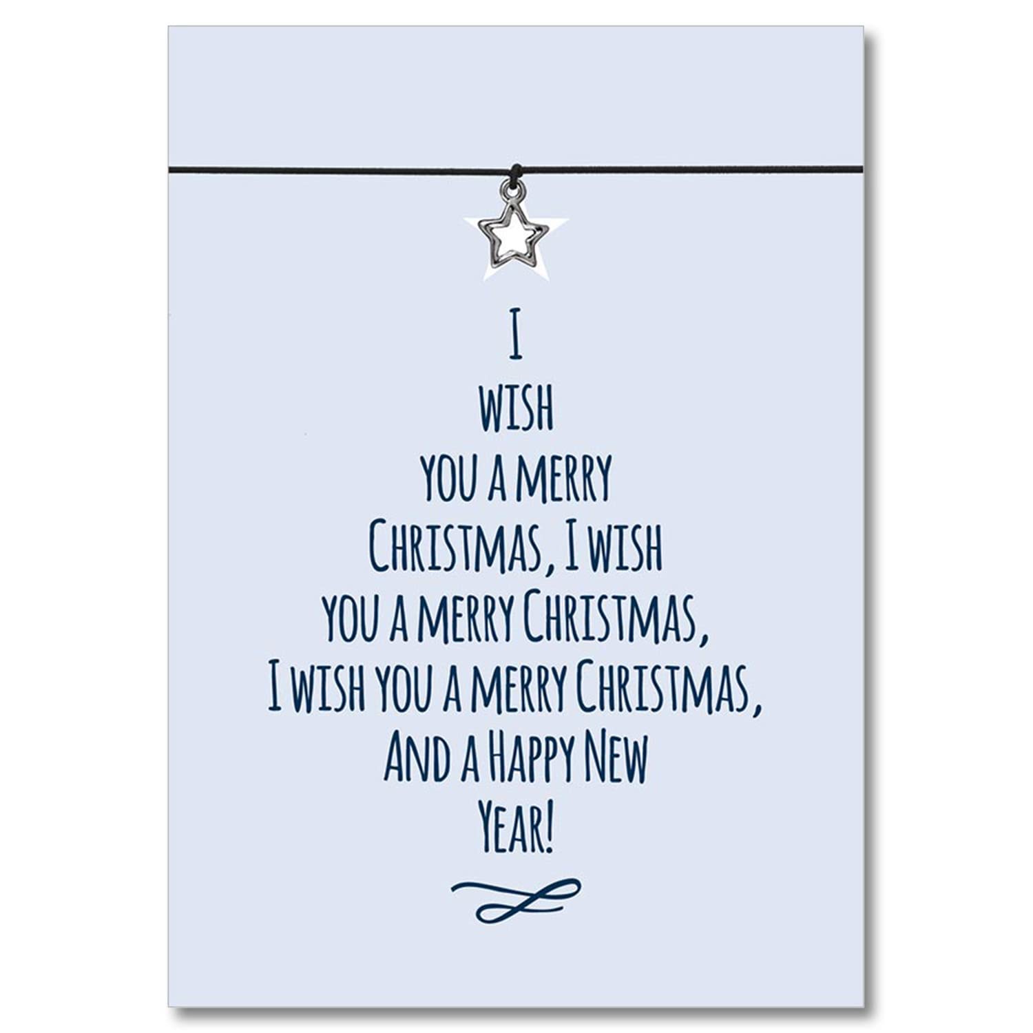 Glücksschmiedin - Christmas card, New Year card with bracelet, elastic textile band in black, adjustable size with silver-plated star pendant, small gift, New Year