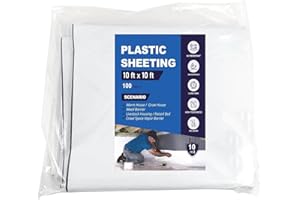 CRAWLDRYER Crawl Space Vapor Barrier - 10 Mil Vapor Barrier - (10' x 10') - Tear Resistant, Heavy Duty Vapor Barrier, Drop Cloth Moisture Barrier Thick Plastic Sheeting Covering for Crawlspace Encapsulation