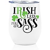 Onebttl Irish Gifts for Women Men, Ireland Gift for Irish for St Patricks Day Christmas, 12oz Stainless Steel Tumbler with Lid - Full of Sass