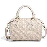 Small Woven Bags for Women Crossbody Purse Leather Barrel Bag Top Handle Handbag with Shoulder Strap