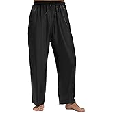Lavenderi Mens Satin Pajama Pants, Long Pajama Bottoms with Drawstring