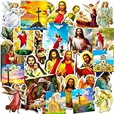 Jesus Christian Stickers, Religious Bible Faith Cross Sticker Pack Gifts for Adults Teens and Kids, 65PCS Vinyl Waterproof Aesthetic Jesus Stickers for Water Bottles Laptops Skateboards Guitar
