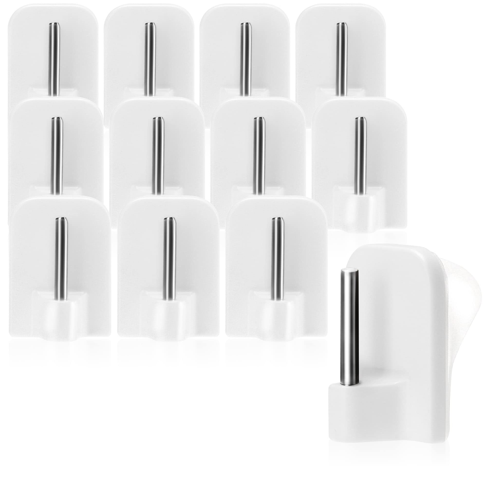 com-four® 12x self-Adhesive Curtain Hooks for Curtain rods, Vitra rods - Adhesive Hooks for Windows, Window Hooks - White