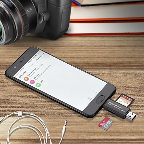 SD Card Reader, Nobebird Micro SD card Reader/Writer for SD/SDHC/MMC II/RS MMC/Micro SD/Micro SDHC/Micro SDXC, Micro USB OTG to USB 2.0 Adapter for Smartphones/Tablets/Laptops/PC with OTG Function