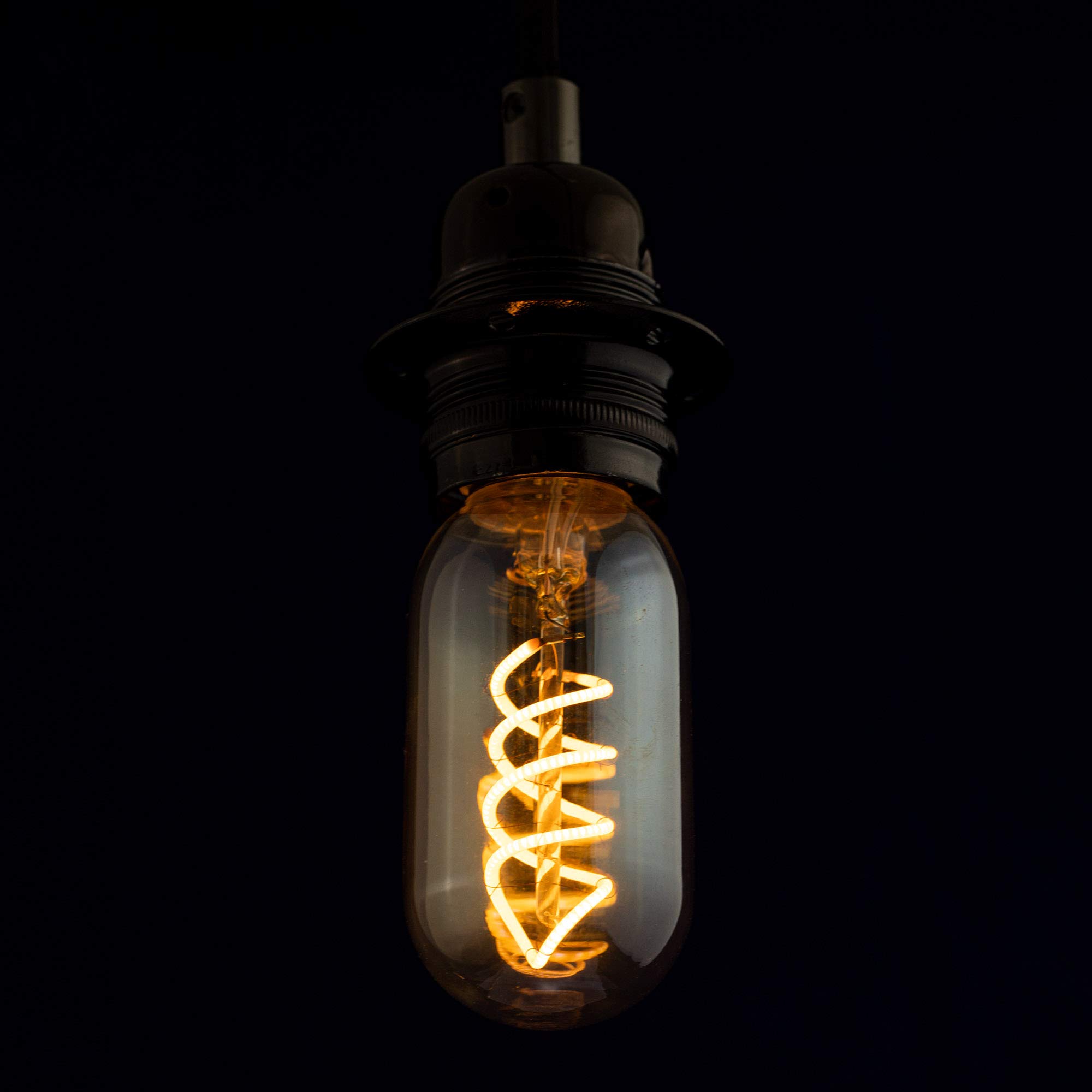 William & Watson LED E27 Dimmable Edison Screw Filament Light Bulb T45 Mini Tube with Amber Glass, 4W (Equivalent to 40W) Energy Class A+ Warm White 2200K Vintage Lighting