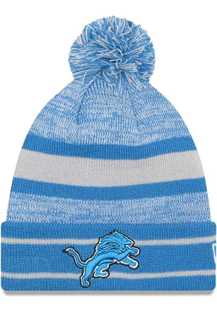 New Era Unisex-Adult NFL Official Sport Knit Classic Cuffed Knit Pom Beanie Hat (Detroit Lions) Image
