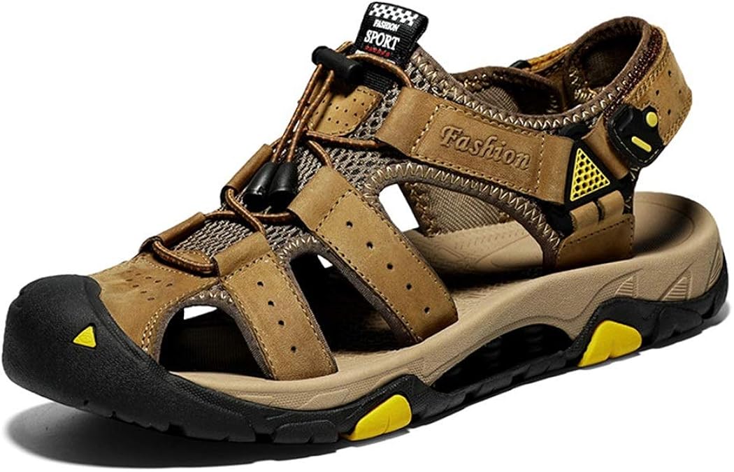 MALLTY Men's Sandals Sandals in Suede Leather Breathable for Men Beige