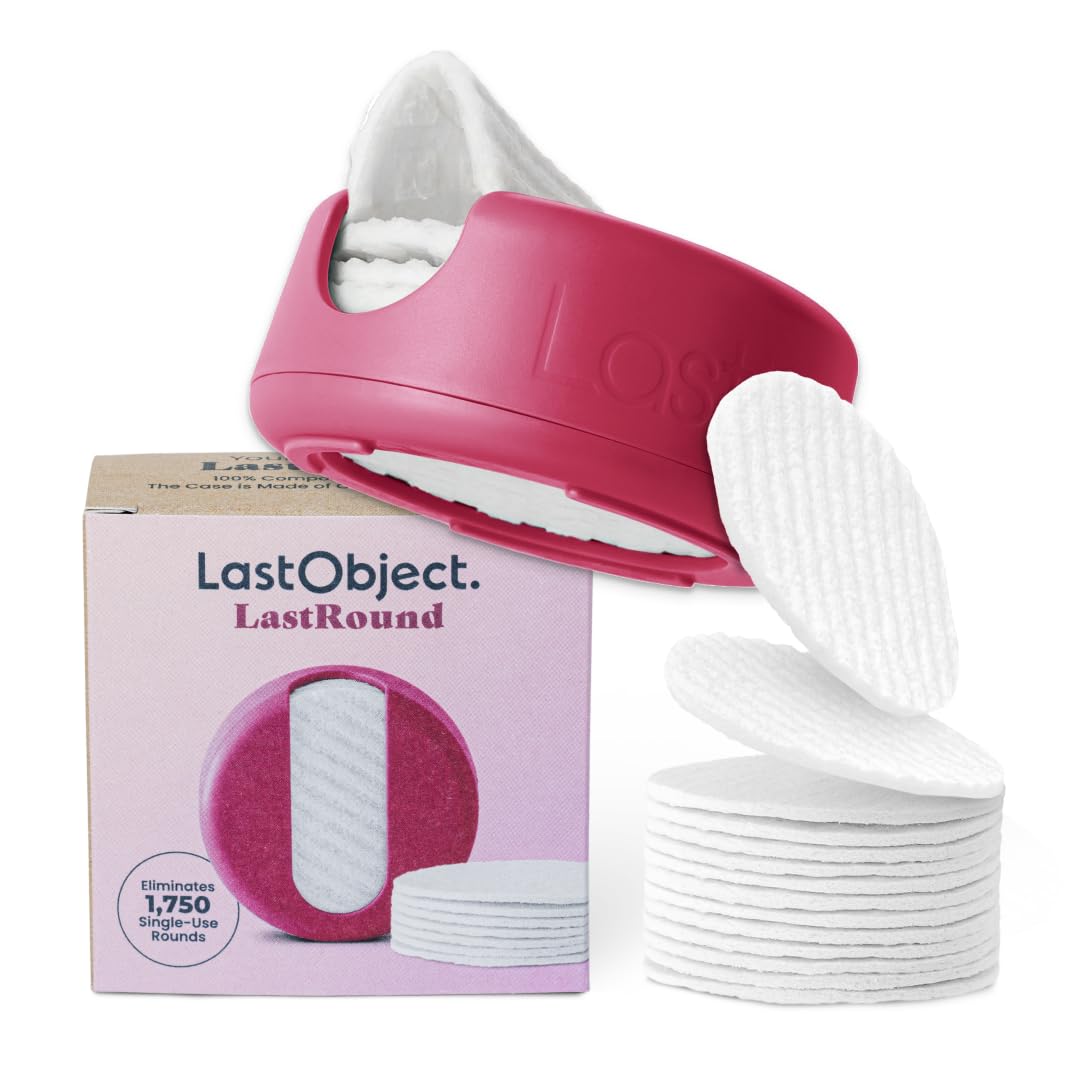 LastRound Reusable Makeup Remover Pads - 7 Washable Eco-Friendly Reusable Cotton Rounds for Face - Sustainable & Soft Cotton Face Pads for Facial Cleansing & Eye Makeup Removal - Travel Storage Case