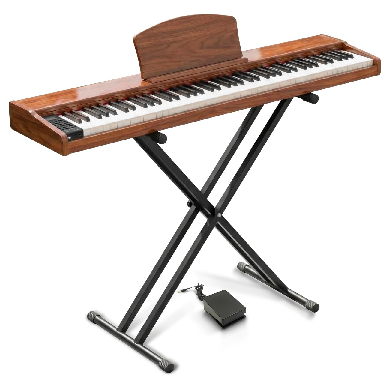 【専用スタンド付き】Longeye ロンアイ 電子ピアノ 88鍵盤 改良した音源 MOLD2 木製ボディ 日本語表記 MIDI端子対応 ペダル付き 380種類音色 移調、メトロノーム機能付き DREAM音源 初心者、練習にピッタリ 日本語版説明書 独自音源 (ウォールナット)商品画像