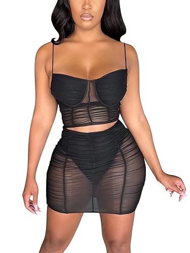 white christmas dresses Mozision Mesh Draped Ruched Sexy Mini Dress Women Fashion See Through Long  Sleeve High Waist Club Party Dress Female Elegant main image 0