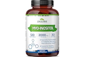 Zazzee Myo-Inositol Capsules, 2000 mg per Serving, 120 Vegan Capsules, Ideal Dosage for 40:1 Ratio, 100% Vegetarian, Hormone Balance & Healthy Ovarian Function Support, All-Natural and Non-GMO