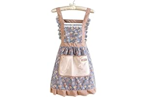 Cute Aprons for Women with Pockets Floral Baking Kitchen Aprons for Cooking Home Use with Hand Wiping Pocket