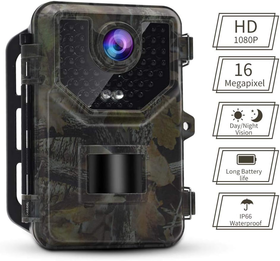 Accfly Trail Wildlife Camera 16MP 1080P HD IP66 Waterproof Surveillance Hunting Cam with Night Vision 20m IR LEDs and 2.4'' LCD Display Motion Sensor