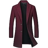 Litteking Men's Winter Coat Wool Trench Overcoat Casual Single Breasted Pea Top Jacket
