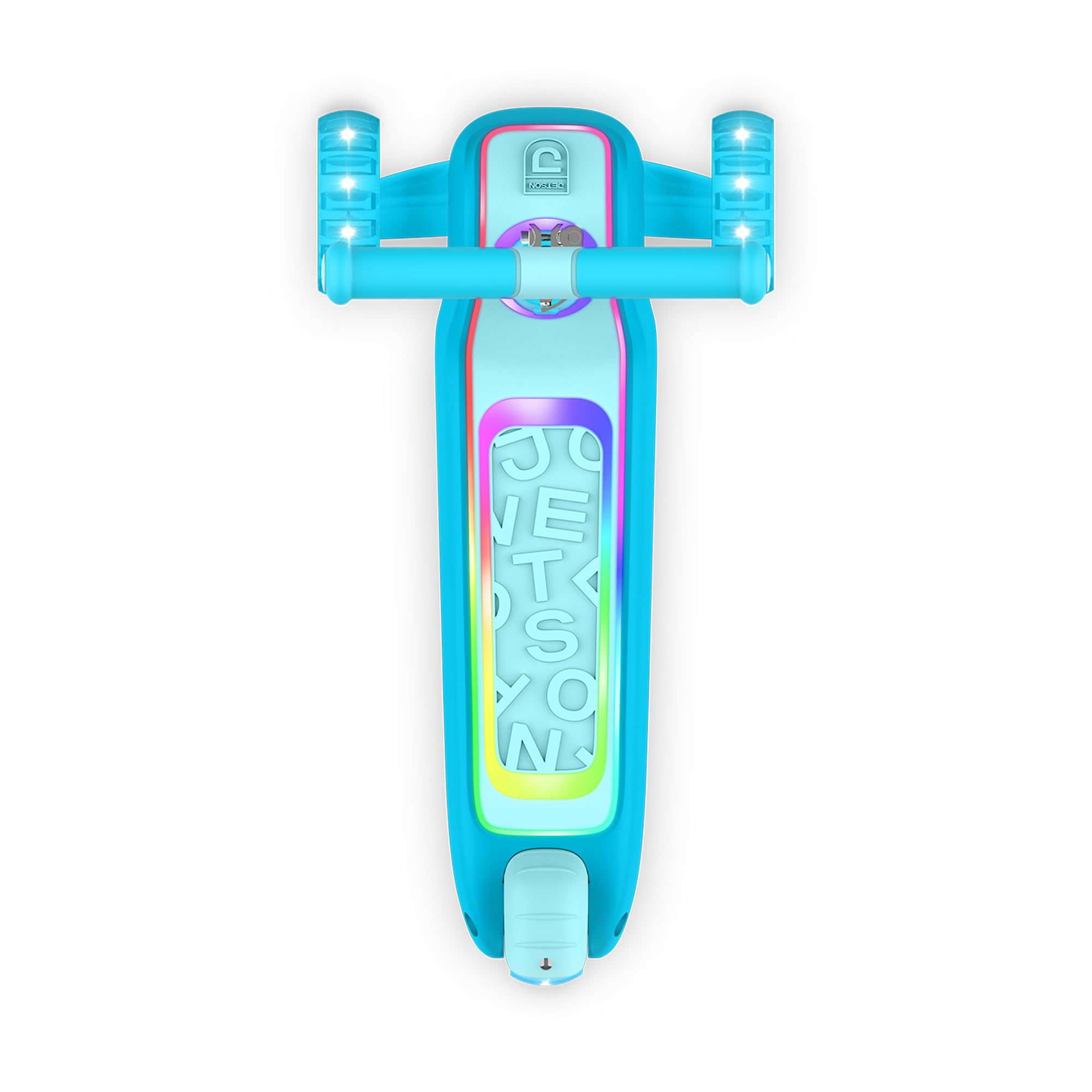 Jetson Halos Three-Wheel Light Up Kick Scooter, Light up Stem & Wheels, Height Adjustable Handlebar, Rear Brake, Ages 3+, JHALOS-BLU