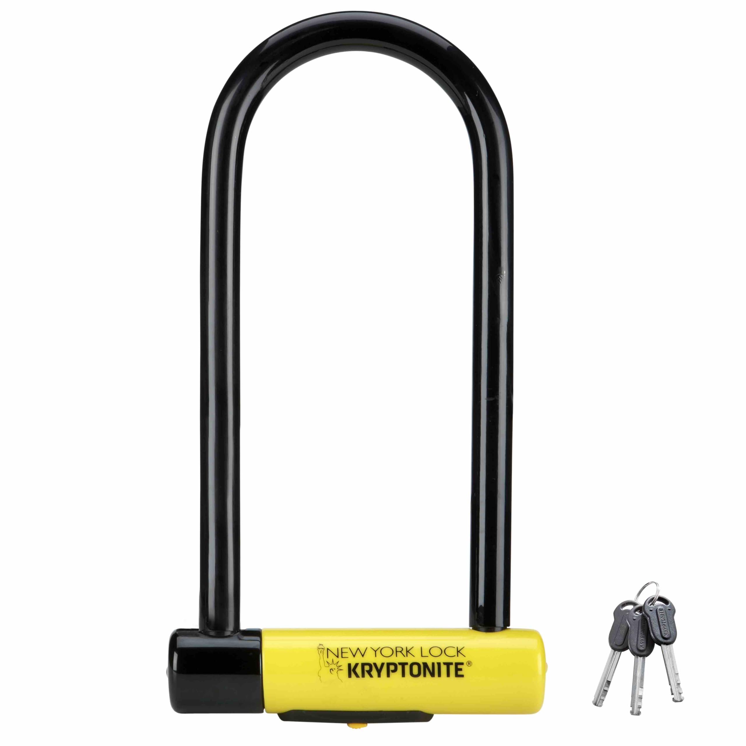 Kryptonite New York LS Bike U-Lock, Heavy Duty Anti-Theft Security Bicycle Lock Sold Secure Gold, 16mm Long Shackle with Keys, Ultimate Security Lock for Bicycles E-Bikes Scooters