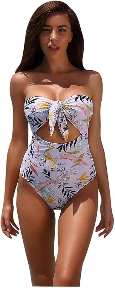 knotted bandeau one piece swimsuit