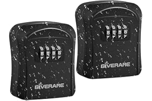 GIVERARE 2 Pack Key Lock Box Combination, 4-Digit Lockbox Wall Mount, Waterproof Outdoor Key Hider, Resettable Code Safe Security Password Boxes with Mounting Kit for Home, Office, Garage-Black