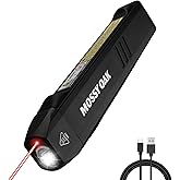Mossy Oak Rechargeable Flat Flashlight, 1200LM Pocket Work Light with Laser Pointer, Magnetic Base & Clip, Slim 5-Mode LED Flashlight for EDC, Outdoor & Home Use - Black