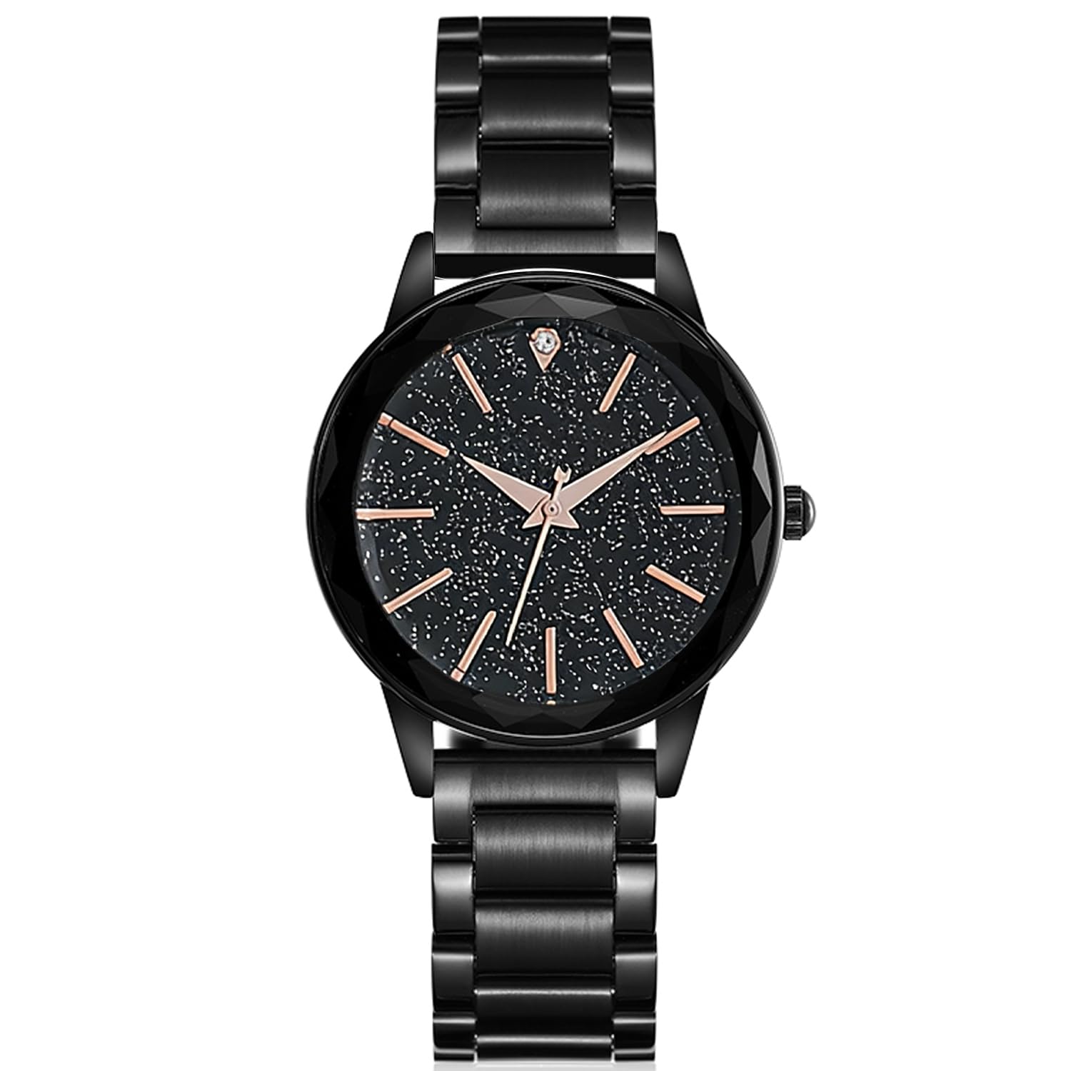 RORIOS Fashion Women's Watches Bracelet Starry Sky Stainless Steel Band Quartz Analog Waterproof, Black A, Bracelet