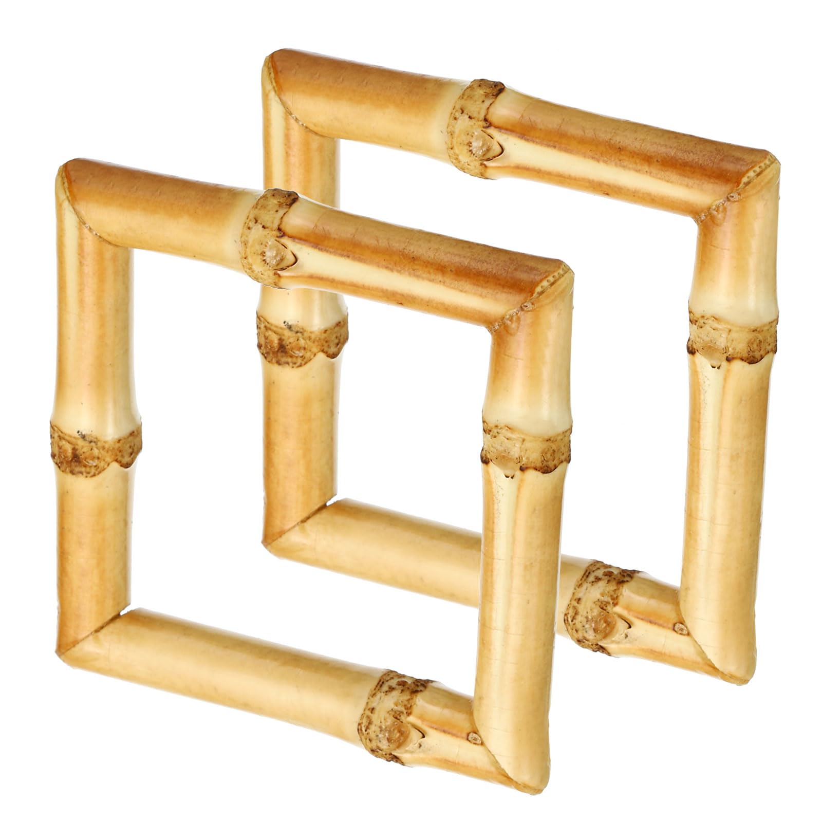 PATIKIL 2.3x2.3 Inch Bamboo Purse Handles, 2 Pcs Square Replacement Handmade Rings for Tote Bag Purse Making Decorations, Wood